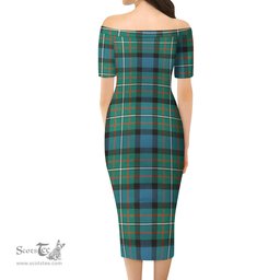 Ferguson Ancient Tartan Off Shoulder Lady Dress Tartan Plaid Long Dress - ScotsTee Shop