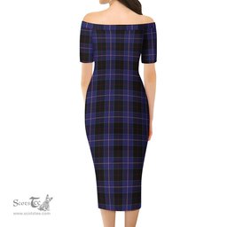Dunlop Tartan Off Shoulder Lady Dress Tartan Plaid Long Dress - ScotsTee Shop