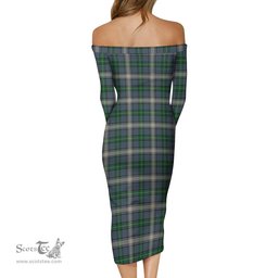 MacDowall Tartan Off Shoulder Lady Dress Tartan Plaid Long Dress - ScotsTee Shop