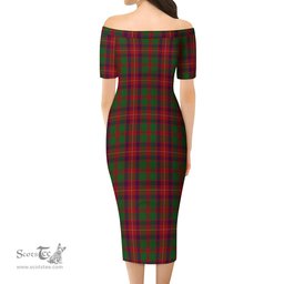 Geddes Tartan Off Shoulder Lady Dress Tartan Plaid Long Dress - ScotsTee Shop
