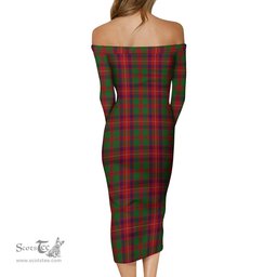 Geddes Tartan Off Shoulder Lady Dress Tartan Plaid Long Dress - ScotsTee Shop