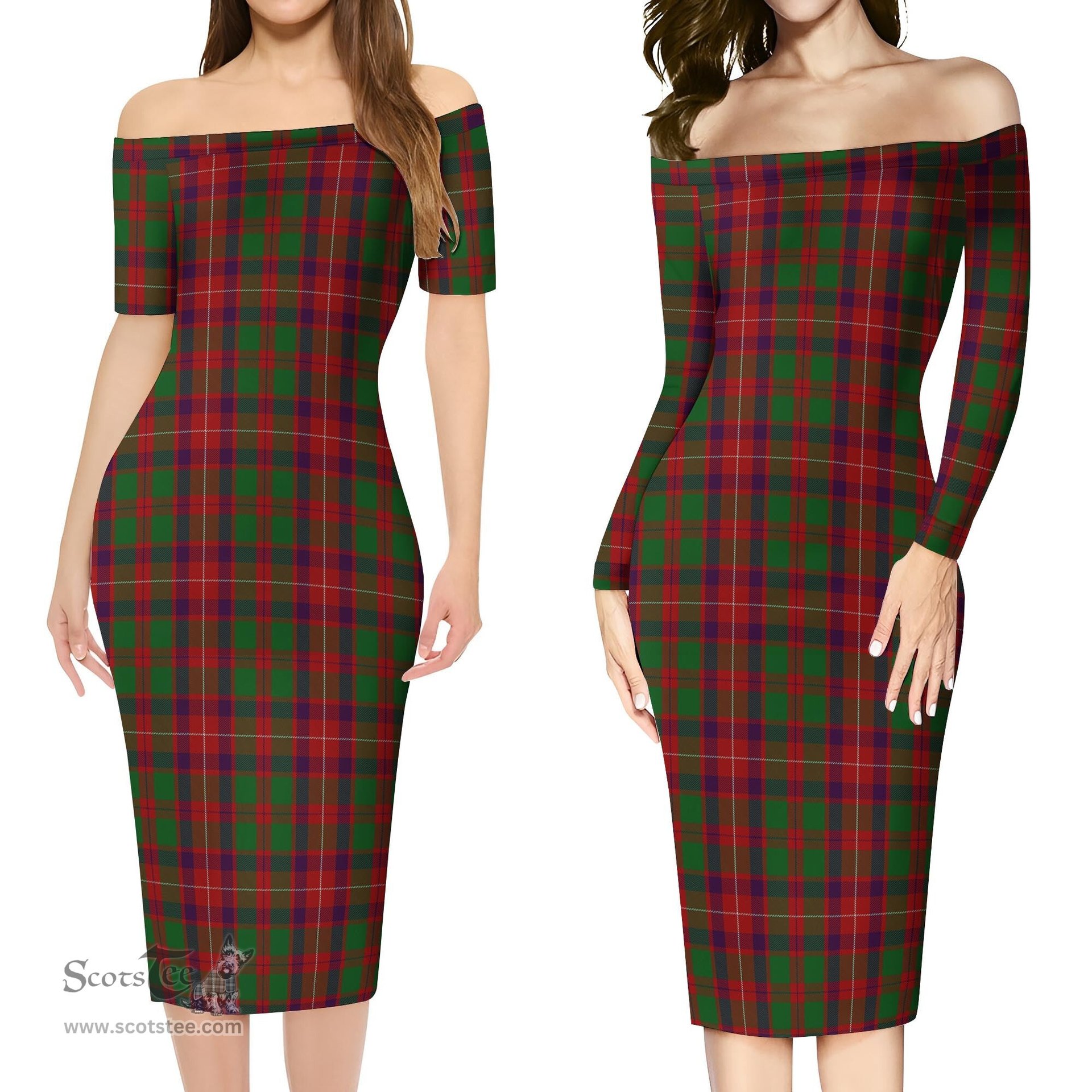 Geddes Tartan Off Shoulder Lady Dress Tartan Plaid Long Dress - ScotsTee Shop