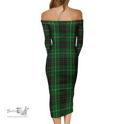 MacAulay of Lewis Tartan Off Shoulder Lady Dress Tartan Plaid Long Dress - ScotsTee Shop