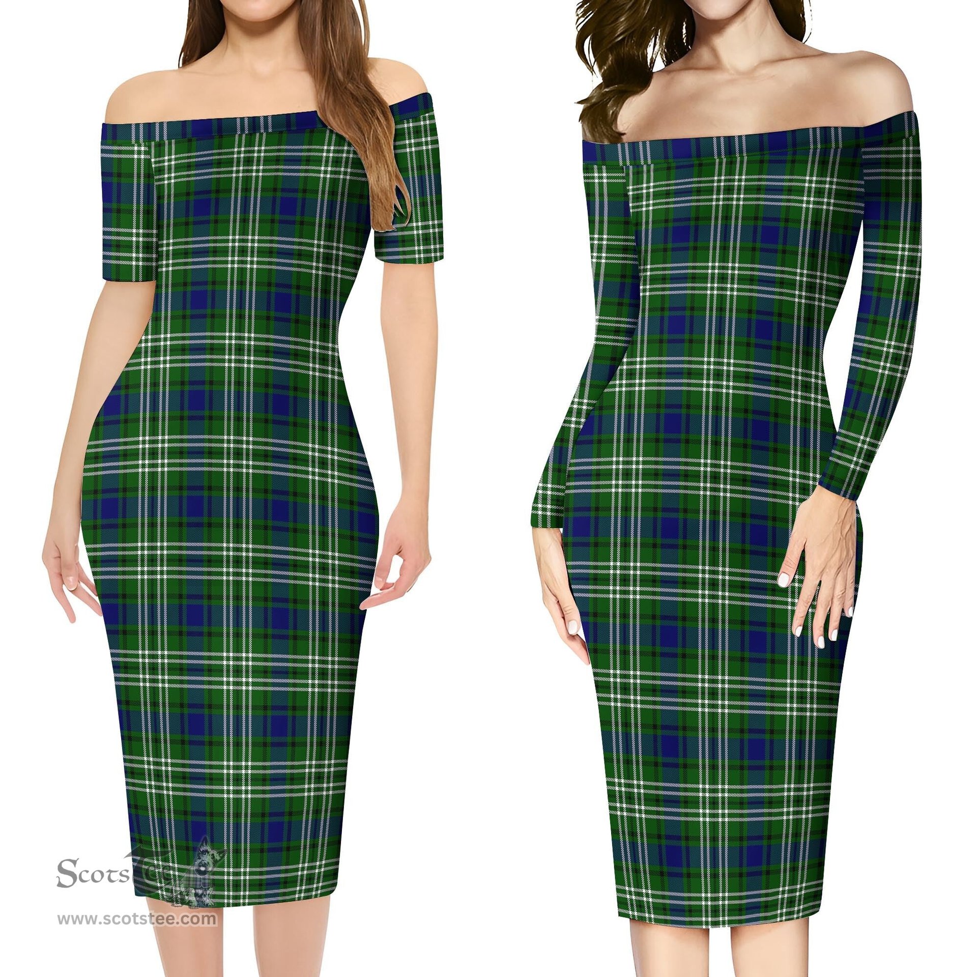 Learmonth Tartan Off Shoulder Lady Dress Tartan Plaid Long Dress - ScotsTee Shop