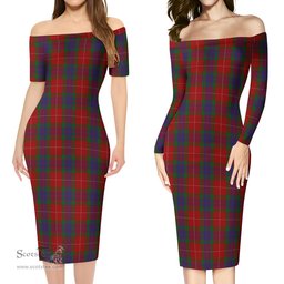 Fraser Tartan Off Shoulder Lady Dress Tartan Plaid Long Dress - ScotsTee Shop
