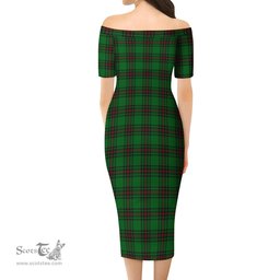 Logie Tartan Off Shoulder Lady Dress Tartan Plaid Long Dress - ScotsTee Shop