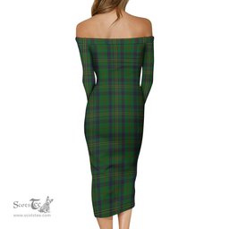 Kennedy Tartan Off Shoulder Lady Dress Tartan Plaid Long Dress - ScotsTee Shop