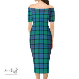 Flower Of Scotland Tartan Off Shoulder Lady Dress Tartan Plaid Long Dress - ScotsTee Shop