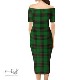 Kinloch Tartan Off Shoulder Lady Dress Tartan Plaid Long Dress - ScotsTee Shop