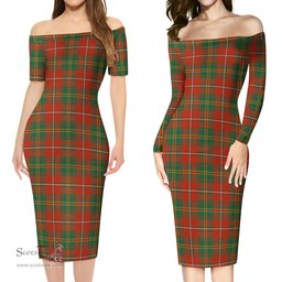 Hay Ancient Tartan Off Shoulder Lady Dress Tartan Plaid Long Dress - ScotsTee Shop
