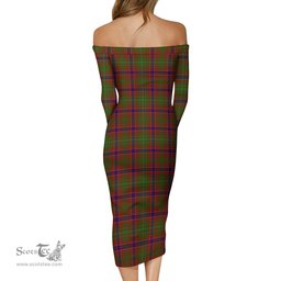 Lumsden Tartan Off Shoulder Lady Dress Tartan Plaid Long Dress - ScotsTee Shop
