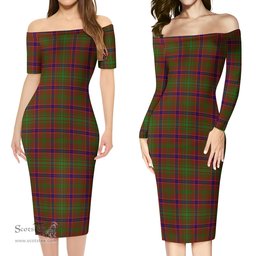 Lumsden Tartan Off Shoulder Lady Dress Tartan Plaid Long Dress - ScotsTee Shop