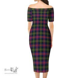 Logan Modern Tartan Off Shoulder Lady Dress Tartan Plaid Long Dress - ScotsTee Shop