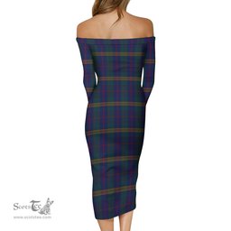 Jenkins of Wales Tartan Off Shoulder Lady Dress Tartan Plaid Long Dress - ScotsTee Shop