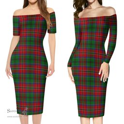 MacCulloch Tartan Off Shoulder Lady Dress Tartan Plaid Long Dress - ScotsTee Shop