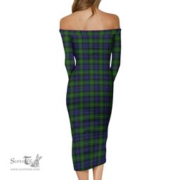 Gordon Tartan Off Shoulder Lady Dress Tartan Plaid Long Dress - ScotsTee Shop