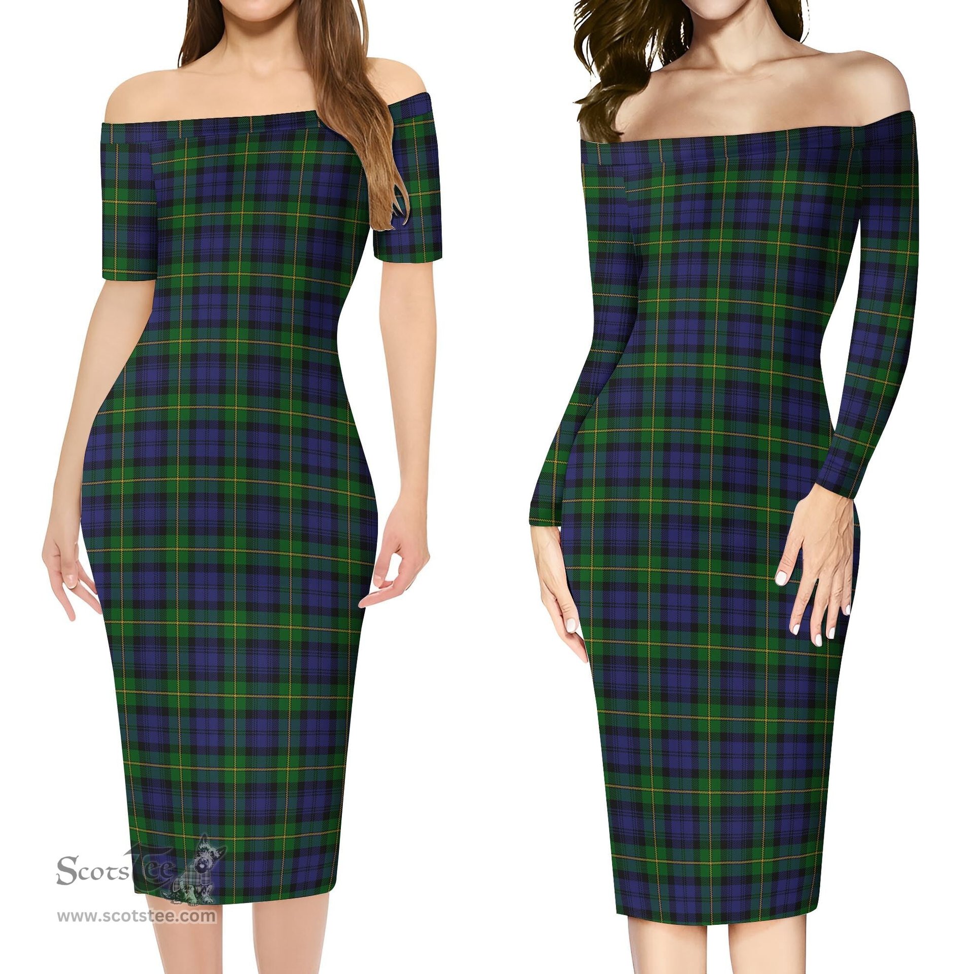 Gordon Tartan Off Shoulder Lady Dress Tartan Plaid Long Dress - ScotsTee Shop