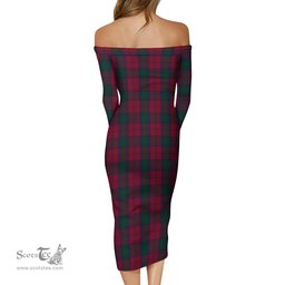 Lindsay Tartan Off Shoulder Lady Dress Tartan Plaid Long Dress - ScotsTee Shop