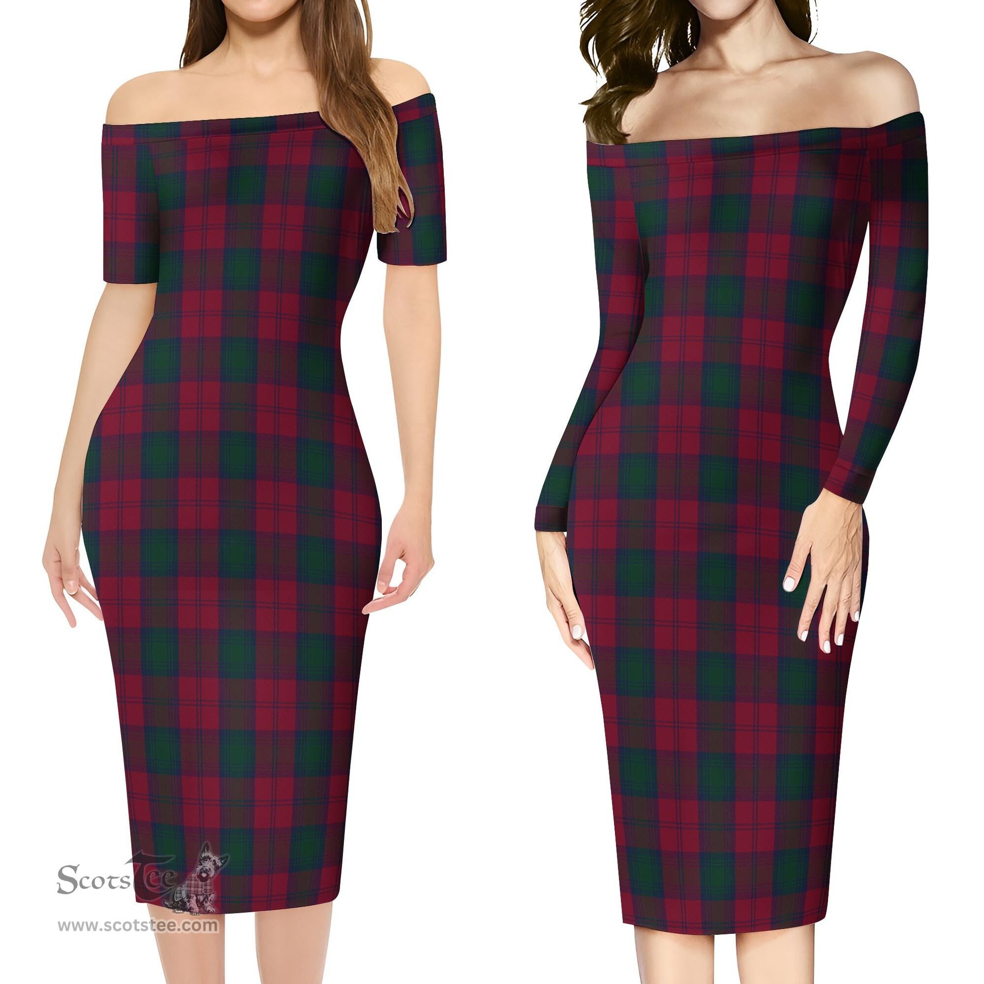Lindsay Tartan Off Shoulder Lady Dress Tartan Plaid Long Dress - ScotsTee Shop