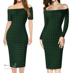 Graham Tartan Off Shoulder Lady Dress Tartan Plaid Long Dress - ScotsTee Shop