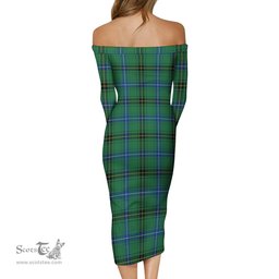 Henderson Ancient Tartan Off Shoulder Lady Dress Tartan Plaid Long Dress - ScotsTee Shop
