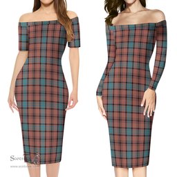Hannay Dress Tartan Off Shoulder Lady Dress Tartan Plaid Long Dress - ScotsTee Shop