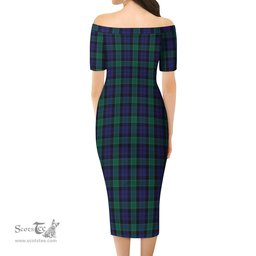 Graham of Menteith Tartan Off Shoulder Lady Dress Tartan Plaid Long Dress - ScotsTee Shop