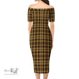 Jardine Tartan Off Shoulder Lady Dress Tartan Plaid Long Dress - ScotsTee Shop
