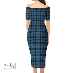 MacCorquodale Tartan Off Shoulder Lady Dress Tartan Plaid Long Dress - ScotsTee Shop