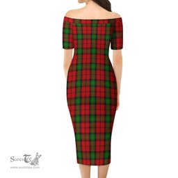 Kerr Tartan Off Shoulder Lady Dress Tartan Plaid Long Dress - ScotsTee Shop