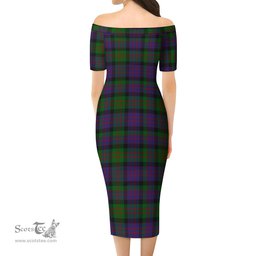 MacDonald Tartan Off Shoulder Lady Dress Tartan Plaid Long Dress - ScotsTee Shop