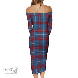 Frame Tartan Off Shoulder Lady Dress Tartan Plaid Long Dress - ScotsTee Shop