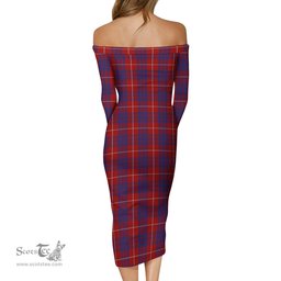 Hamilton Tartan Off Shoulder Lady Dress Tartan Plaid Long Dress - ScotsTee Shop