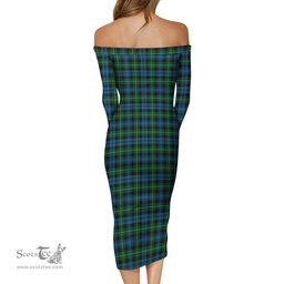 Lamont Tartan Off Shoulder Lady Dress Tartan Plaid Long Dress - ScotsTee Shop