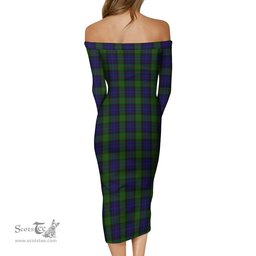 Gunn Tartan Off Shoulder Lady Dress Tartan Plaid Long Dress - ScotsTee Shop