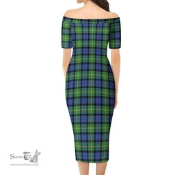 Gordon Old Ancient Tartan Off Shoulder Lady Dress Tartan Plaid Long Dress - ScotsTee Shop