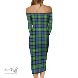Gordon Old Ancient Tartan Off Shoulder Lady Dress Tartan Plaid Long Dress - ScotsTee Shop