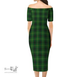 MacArthur Tartan Off Shoulder Lady Dress Tartan Plaid Long Dress - ScotsTee Shop