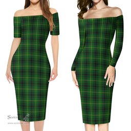 MacArthur Tartan Off Shoulder Lady Dress Tartan Plaid Long Dress - ScotsTee Shop