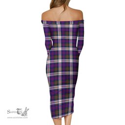 MacDonald Dress Modern Tartan Off Shoulder Lady Dress Tartan Plaid Long Dress - ScotsTee Shop