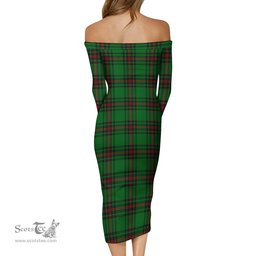 Kirkaldy Tartan Off Shoulder Lady Dress Tartan Plaid Long Dress - ScotsTee Shop
