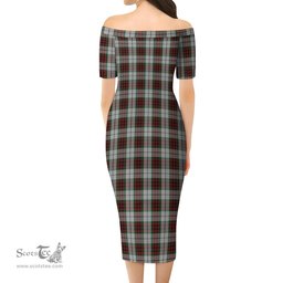 Fraser Dress Tartan Off Shoulder Lady Dress Tartan Plaid Long Dress - ScotsTee Shop