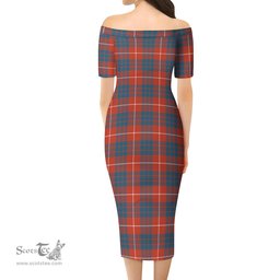 Hamilton Ancient Tartan Off Shoulder Lady Dress Tartan Plaid Long Dress - ScotsTee Shop