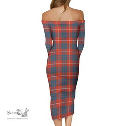 Hamilton Ancient Tartan Off Shoulder Lady Dress Tartan Plaid Long Dress - ScotsTee Shop