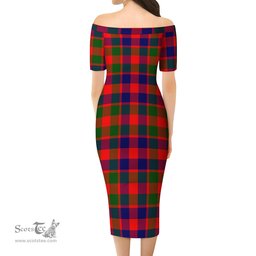 Gow of Skeoch Tartan Off Shoulder Lady Dress Tartan Plaid Long Dress - ScotsTee Shop