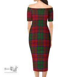 Grant Tartan Off Shoulder Lady Dress Tartan Plaid Long Dress - ScotsTee Shop