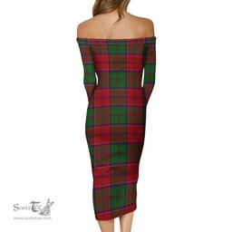 Grant Tartan Off Shoulder Lady Dress Tartan Plaid Long Dress - ScotsTee Shop