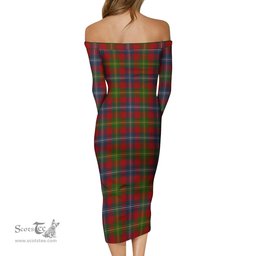 Forrester or Foster Tartan Off Shoulder Lady Dress Tartan Plaid Long Dress - ScotsTee Shop
