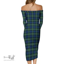 Forbes Ancient Tartan Off Shoulder Lady Dress Tartan Plaid Long Dress - ScotsTee Shop