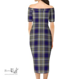 Livingston Dress Tartan Off Shoulder Lady Dress Tartan Plaid Long Dress - ScotsTee Shop